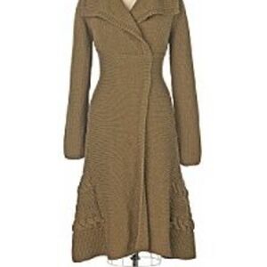 Anthropologie Shooting Party Olive Sweater Coat Duster M